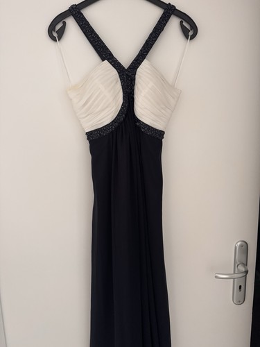 Abendkleid blau weiß mit - abendkleid, in