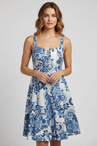 Guess midikleid damen blau - guess,
