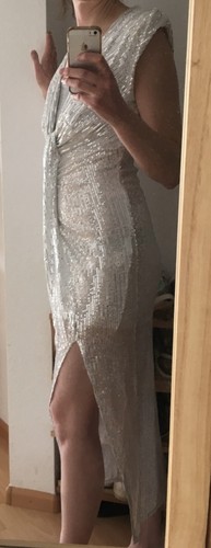 Kleid abendkleid weiß silber - kleid,