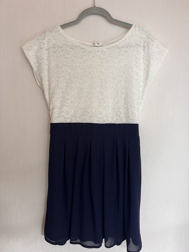 Wollweiß dunkelblau kleid - kleid, gr