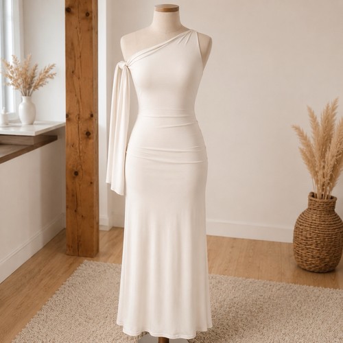 One shoulder maxikleid creme - one-shoulder,