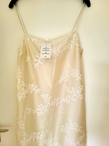 Kleid weiß beige - mit, blumen